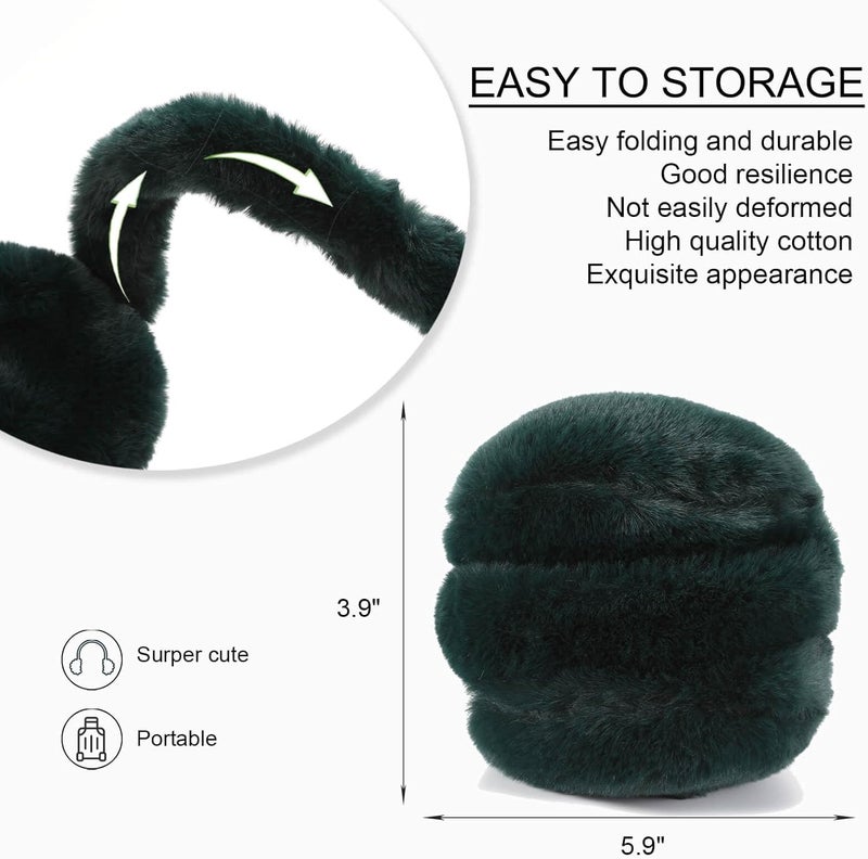 SUNBORRY Store Foldable Ear Muffs for Women, Faux Fur Adjustable Earmuffs for Winter - Image 4